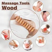 Bộ 6 con lăn massage bằng gỗ, bộ dụng cụ massage bằng gỗ, dụng cụ massage cầm tay bằng gỗ - dụng cụ massage toàn thân - Màu vàng - Xem 3