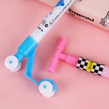 1 pieza Bolígrafo de patineta de dibujos animados lindo y creativo para papelería de estudiante, bolígrafo de patineta de dibujos animados lindo y creativo para papelería, color aleatorio - Multicolor - Ver 4