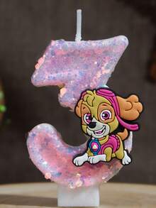 1件裝 Paw Patrol 0-9 數字蠟燭 粉藍色生日蛋糕裝飾用品 可愛動漫狗狗造型派對配件用品 - 卡通 - 查看 14