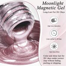 Mtssii 1瓶7毫升粉色月光水晶猫眼凝胶指甲油，玻璃珠效果猫咪磁性半永久可卸UV凝胶指甲油，适合夏季美甲，美甲DIY，家用和美甲沙龙用品 - 粉色 - 查看 3