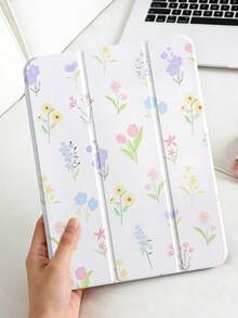 Capa para tablet com estampa floral colorida de primavera, compatível com iPad Mini 4/Mini 5/Mini 6/Mini 7/Air/Air 2/9.7/10.2/10.5/Air 4/Air 5/10.9/Pro 11 polegadas/10ª geração/Air 11 polegadas (M2) - 2024/Pro 11 polegadas (M4) - 2024/Air 11 polegadas (M3) - 2025/(A16) 11 polegadas 11ª geração - 2025, Galaxy Tab A8 10.5 polegadas - 2022. Inclui compartimento para Apple Pencil, suporte triplo, proteção de borda em TPU macio, função magnética de ativação/desativação automática. Capa tipo folio para tablet casual, divertida, terapêutica e personalizada. - Multicolorido - Ver 5