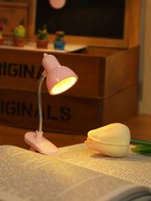 1pc Clip-On Mini Portable Book Light, Includes Battery, Adjustable Arm, Bedside Reading Light, Mini Reading Light, Bedroom Night Reading Light - Warm Light - View 4