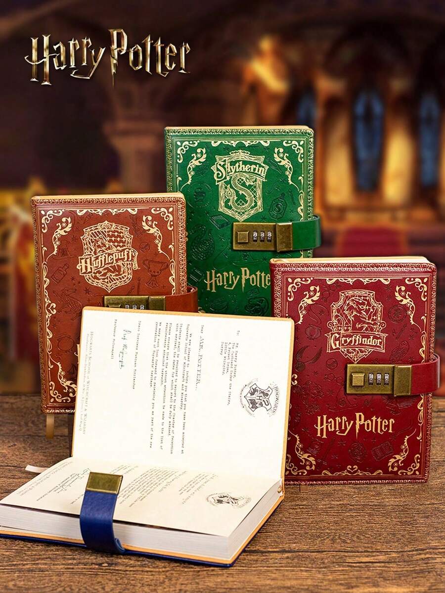Harry Potter 1pc Password Notebook, Vintage College Pattern Creative Password Protected Daily Work Diary, Retro Artistic Exquisite Journal For Multifunctional Business Office Journal - Multicolor - View 1