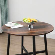 HOMCOM Dining Table For 4 People, Industrial Round Kitchen Table For Living Room, Dining Room, Ф31.5" X 29.9" H, Rustic Brown - Rust Brown - View 7