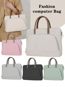 1pc Shoulder Portable Laptop Bag Conference Waterproof Portable Briefcase Back To School - Black 14 to 15 Inches - View 5