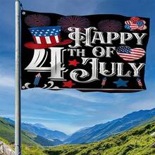 1pc Happy 4Th Of July Fourth Of July Independence Day 3X5ft 4X6ft Outside Seasol Garden Banner With Outdoor For Use Decorations, Patriotic Display, Festive Banner, Decorative Banner, Patriotic Design, Outdoor Flag, Party Decoration, Event Planners - F - 查看 1