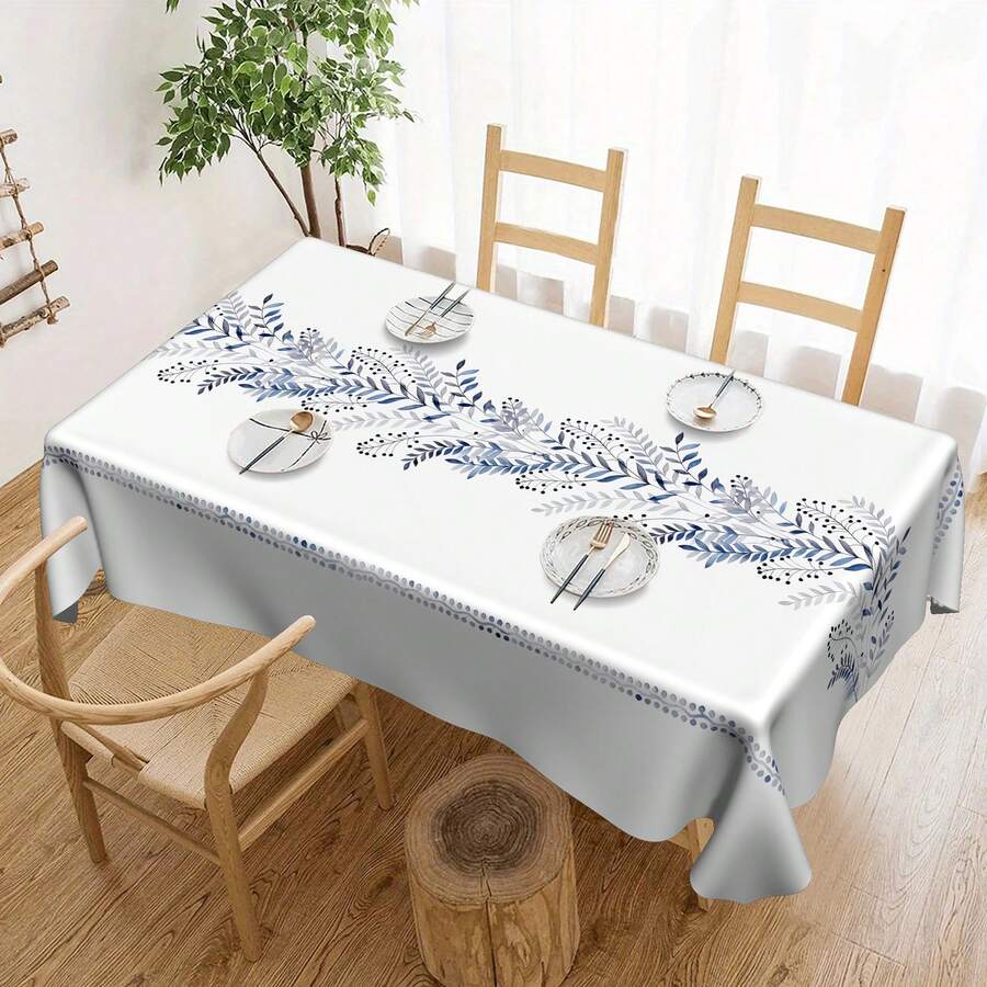 1pc Leaf Pattern Tablecloth, Reusable And Washable Tablecloth, Suitable For Party Decor, Kitchen Decor, Outdoor Decor - Multicolor - View 1