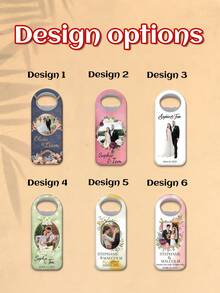 Personalisierter Flaschenöffner-Magnet als Hochzeitsfavour - 10x4,5cm eleganter weißer Flaschenöffner, individualisierbar mit Foto des Paares, Namen ("Olivia & Liam", "Sophie & Tom", "Stephanie & Malcolm") und Hochzeitsdatum ("März 2025", "12. Juni 2025"). Mit Magnetrückseite, 6+ Blumendesigns und robuster Metallkonstruktion. Ideales Geschenk für Neuvermählte, Hochzeitsgäste und rustikale Feiern. Perfekt für Empfänge, Brautduschen und praktische Erinnerungsstücke. - Verschiedenfarbig - Übersicht 10