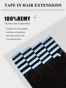 Tóc nối SUYYA 14 inch, 20 miếng, màu đen tự nhiên, tóc nối dán không đường nối, dành cho nữ, tóc thật. - S1B - Xem 4