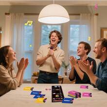 家庭卡拉OK卡牌游戏，配备趣味麦克风：2-10人，快节奏歌唱挑战，适合生日派对、家庭之夜和破冰活动 - 彩色 - 查看 7