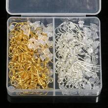 Bộ 100 chi tiết phụ kiện trang sức, dụng cụ làm trang sức, linh kiện khuyên tai, móc cài, nút bịt tai cho bộ dụng cụ tự làm trang sức. - Nhiều màu - Xem 2