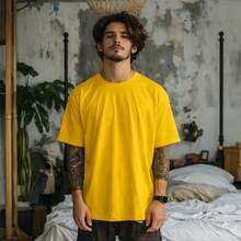 Men's Basic Oversized T-Shirt, Sizes S To Plus Size 6XL, 100% Cotton, 18 Colors - Golden Yellow - View 1