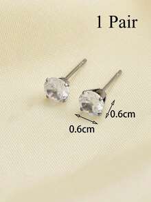2pcs Elegant Lady Style White Zirconia Stud Earrings, Versatile Fashion Jewelry Suitable For Various Occasions, Ideal Gift For Girlfriend, Wife, Mother, Family And Friends, Birthday, Anniversary, Popular Among Young Women - Multicolor - View 7