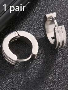 1 Pasang Anting Hoop Stainless Steel Matte untuk Pria - MultiWarna - View 10