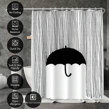 1pc Geometric Line Art Spring Style Shower Curtain, Modern Painting-Like Design, Unique Home Gift, Gift For Friends, Machine Washable, All-Season Use, Bathroom Decor - Multicolor - View 2