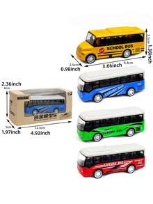 Mini Alloy Bus Toy, Die-Cast Realistic School Bus And Bus Vehicle Model, Pocket-Sized Portable Play Car, Durable Metal Toy, Early Education Learning Toy, Birthday Christmas Party Favor Stocking Stuffer Gift, Suitable For Boys And Children Aged 3+ - Bus - View 7
