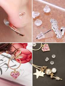 100/200/500个装耳钉后塞，柔软透明安全耳钉后塞，耳钉耳钩/耳环专用垫片/止动器/离合器塞替换件，无刺激性柔软透明耳钉后塞 - Earring Backs - 查看 5