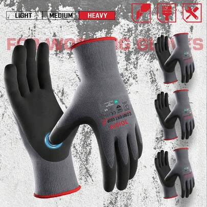 JOISIV 2 Pairs/4 Pairs Work Gloves - Breathable Thin Nylon Gloves With Micro-Foam Nitrile Coating, Anti-Slip, Lightweight Touch Screen Gloves Suitable For Auto Repair, Home Renovation, Delivery, Warehousing And General Work