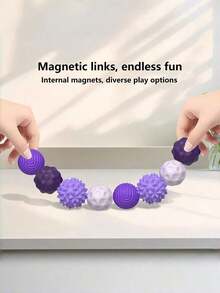 4/8PCS Magnetic Silicone Ball Set Textured Fidget Toys Assorted Colors Black Green Pink Purple Stress Relief For Office Classroom Company All Year Use - 彩色 - 查看 5