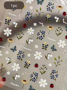 1 pieza Pegatinas faciales con diseños florales e insectos inspirados en la naturaleza, decoración de maquillaje para festivales de música/picnics, accesorio para fotos, resistente al agua y de larga duración, autoadhesivo, fácil de aplicar - Multicolor - Ver 6