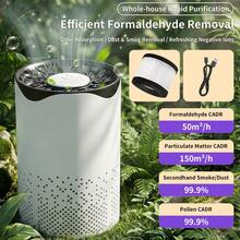Mini Desktop Air Purifier USB Small Portable Air Cleaner, HEPA Filter Bedroom Office Home Car Smoke Pollen Dust Odor Eliminator, Quiet Touch Control White - A - View 1