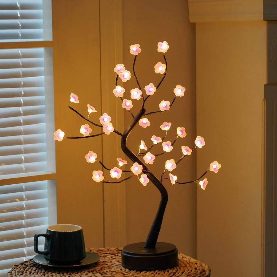1 Cherry Blossom Bonsai Tree Lamp - USB/Battery Powered DIY Artificial Tree Lamp. Suitable For Bedrooms, Homes, Parties, Weddings, New Year's - Decorative Valentine's Day Night Light Fairy Tree Lamp - Add A Touch Of Nature To Your Decor. - Plum Bossom - View 1