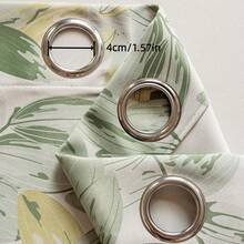 1pc American Country Style Polyester Fiber Leaf Print Blackout Thermal Curtain - Multicolor - View 5