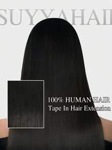 Tóc nối SUYYA 14 inch, 20 miếng, màu đen tự nhiên, tóc nối dán không đường nối, dành cho nữ, tóc thật. - S1B - Xem 2