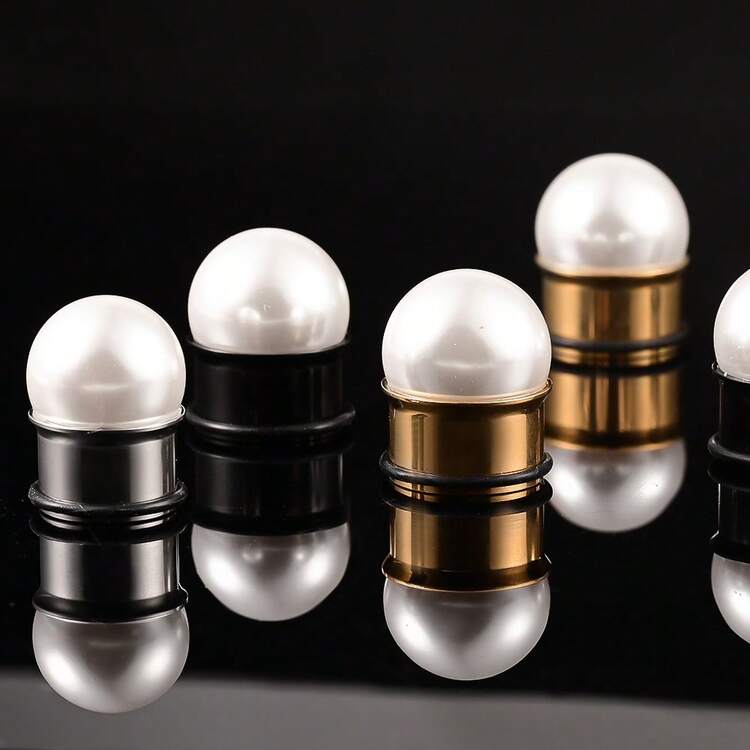 2pcs Pearl Ear Gauges, Women's White Pearl Ear Plugs Earrings, Ear Stretchers, Piercing Jewelry, Wedding Accessories - Round - View 9