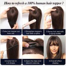 Hair Toppers For Women 5"*5.5 Large Base 12 Inch Real Human Hair Topper With Thinning Hair Cover Gray Roots Add Volume - S1/60 - View 3