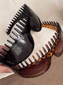 时尚眼镜造型发箍，波浪锯齿发箍，女士发箍，豹纹黑色宽发箍，锯齿眼镜造型发箍，适合日常佩戴、外出、度假、居家，功能性发箍，男女通用 - 彩色 - 查看 8