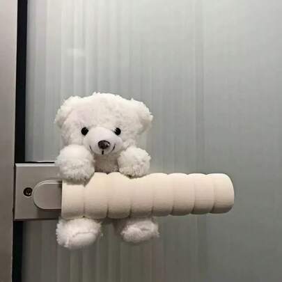 Bọc tay nắm cửa hình gấu bông trắng dễ thương - Chất liệu mềm mại, chống va chạm và chống tĩnh điện - Thích hợp cho tay nắm cửa tủ, phòng ngủ và văn phòng (Thiết kế hình gấu bông)