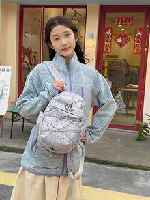 Ba lô chấm bi thời thượng, cặp sách học sinh màu xanh nhạt tươi tắn, túi đựng laptop du lịch thường ngày. - A - Xem 6