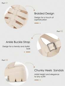 Coutgo Womens Platform Chunky Heels Sandals Gladiator Ankle Strap Heels Lug Sole Summer Fisherman Y2K Shoes - 裸粉色 - 查看 4
