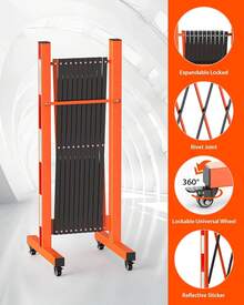 Portable Expandable Folding Gate – Heavy Duty Yellow Steel Expandable Barricade With 360° Locking Castors, Foldable Middle Section Temporary Driveway Gate - H - View 4