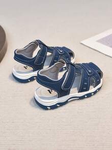 Boys' Hook And Loop Sandals, Soft Sole Non-Slip Beach Shoes, Easy On/Off, Summer New Arrival - Navy Blue - View 9