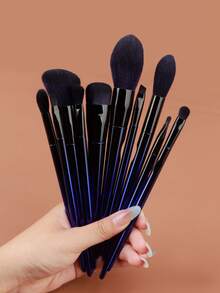 10支装软毛化妆刷，合成纤维，蓝色女巫化妆工具，眼部面部美容化妆刷套装，适合化妆初学者 - 藍色 - 查看 6