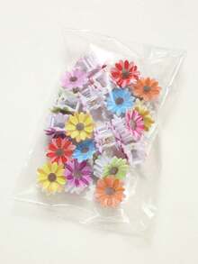 15/20/30pcs Mini Flower Shaped Hair Clips, Colorful Small Hair Claws For Bangs, Flyaways Beach Accessories Summer Outfits - Multicolor - View 3