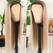 13X4 Long Ombre Blonde Wigs Dark Roots Straight Wig HD Lace Frontal Wigs Pre Plucked Glueless 180% Density Heat Resistant Fiber Wig For Women Long Straight Silk Natural Wig Party & Daily Wear 26 Inch - 漸變金色 - 查看 5