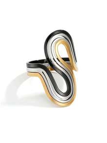 Set de 3 anillos de mujer con diseño geométrico exagerado en forma de S, anillos populares de moda - geometría - Ver 6