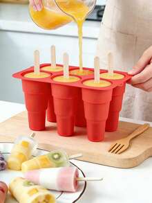 Molde de paletas de silicona de verano, molde de paletas de 6 cavidades y palitos, fabricante de helados de fácil liberación y reutilizable, adecuado para yogur congelado DIY, gelatina, paletas caseras - Multicolor - Ver 7