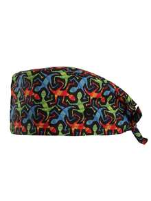 Boné feminino ajustável para trabalho com fivela e faixa absorvente, com orifício para rabo de cavalo, estampa geométrica de ECG, tamanho único, ideal para verão, praia, férias e viagens. - multicolorido - Ver 4