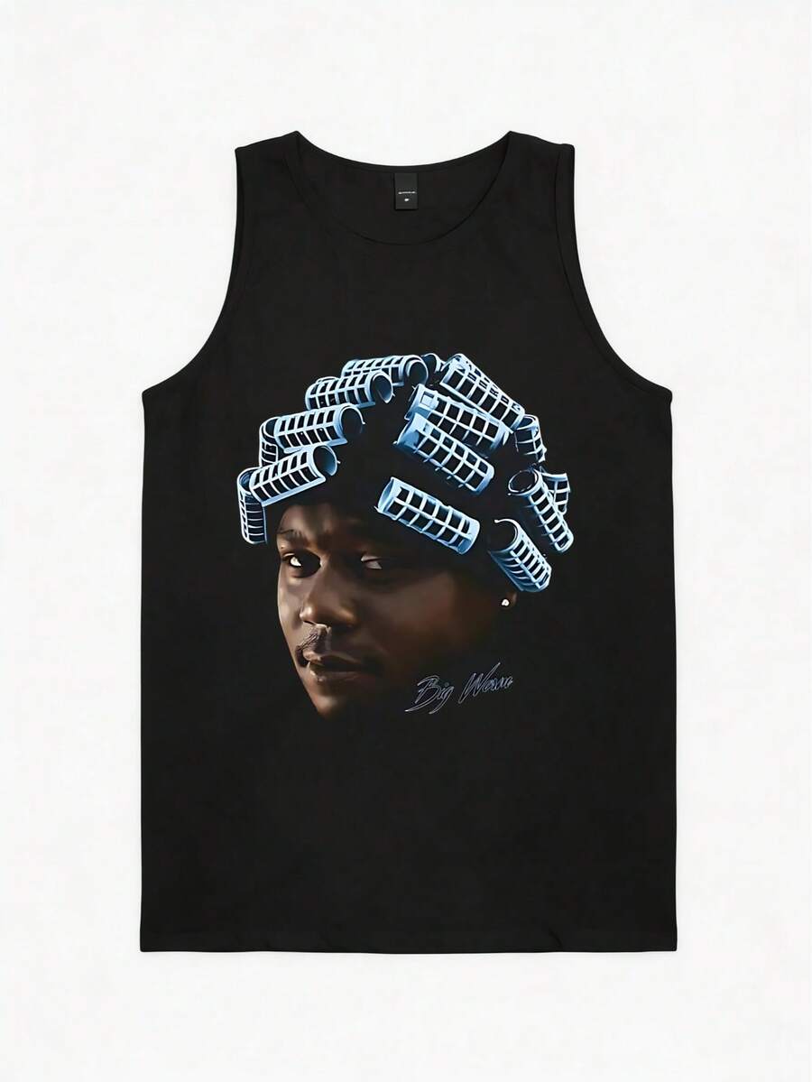 Men's Muscle Shirts, Big Meech Graphic Tank Top, Casual Sleeveless Tops For Men, Streetwear Vest - 黑色 - 查看 1