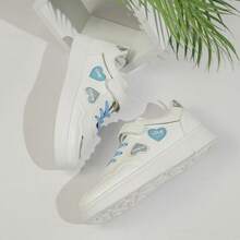1 đôi giày thể thao da giả hình trái tim kiểu dáng thanh lịch, dễ thương, trẻ trung, phù hợp cho mọi mùa. - Màu xanh lam - Xem 7