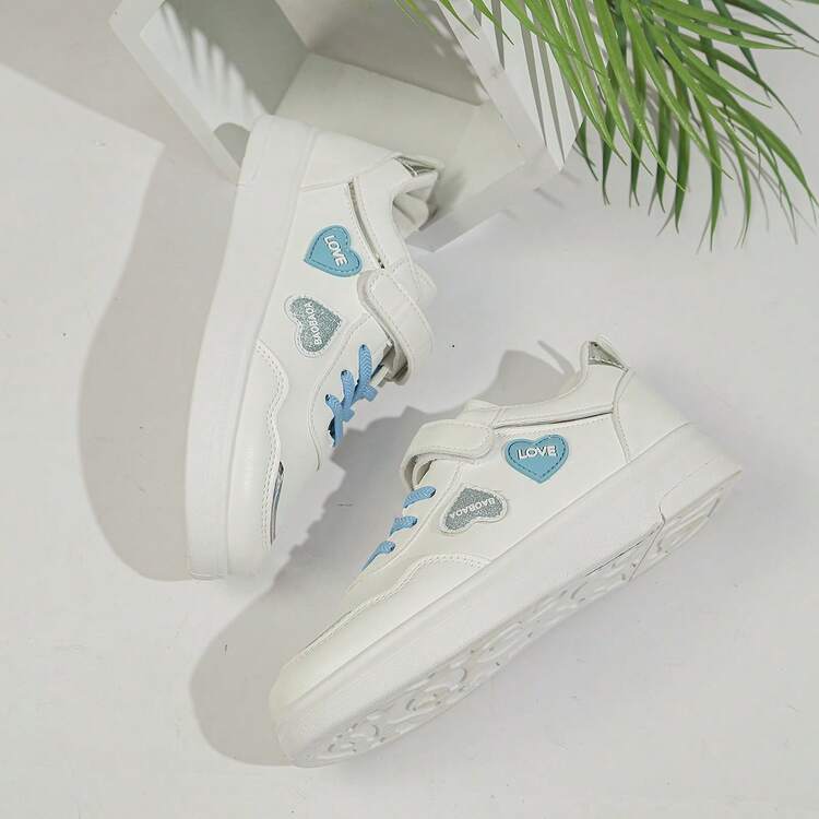 1 Pair Elegant, Cute, Preppy Style PU Leather Heart Sneakers, Suitable For All Seasons - Blue - View 7