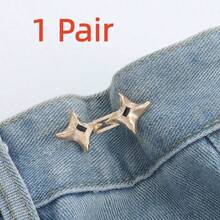 2pcs/1pc Korset Pinggang yang Dapat Diatur, Alat Pengontrol Perut Tanpa Jahitan Cocok untuk Celana Jeans Ketat, Dekorasi Kancing Jeans Denim Rhinestone yang Dapat Dilepas, Pembentuk Sabuk Pinggang Logam, Cocok untuk Celana dan Rok - Perak/Hitam/Emas - Gesper pinggang berbentuk bintang berujung empat - View 14