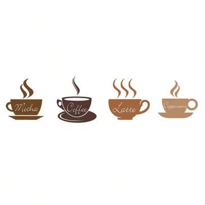 New Acrylic Coffee Cup Creative Wall Sticker, Self-Adhesive Decor For Restaurant, Cafe, Kitchen Renovation
