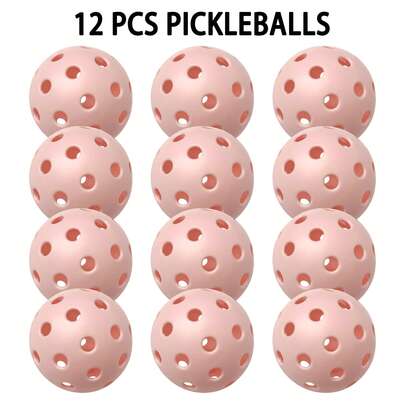 12pcs Outdoor Training Pickleball, 40-Hole Low Drag Pickleball Providing Better Flight Trajectory, With Excellent Durability, Bounce And Visibility
