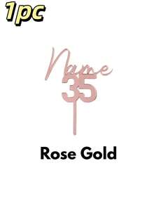 1/3/5pcs Custom Name & Age Acrylic Cake Toppers, Personalized Mirror Gold/Silver/Rose Gold Cursive Script Cake Decor, Perfect For Birthday Party, 30th/40th/50th Milestone Birthday, Anniversary, Wedding, Bridal Shower, Baby Shower, Graduation Season, Easter, Mother's Day, Father's Day, Ideal For Cake Decor, Party Favors, Photo Booth Props & Commemorative Keepsakes - Multicolor - View 16