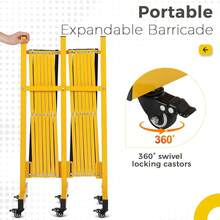 Portable Expandable Folding Gate – Heavy Duty Yellow Steel Expandable Barricade With 360° Locking Castors, Foldable Middle Section Temporary Driveway Gate - C - View 3